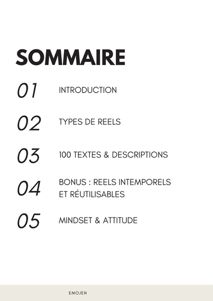 100 Reels prêts à l'emploi